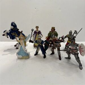 PAPO Knights King Queen Fairy Horse 1998, 2001-2, 2004. Lot Of 8 Figures Horses